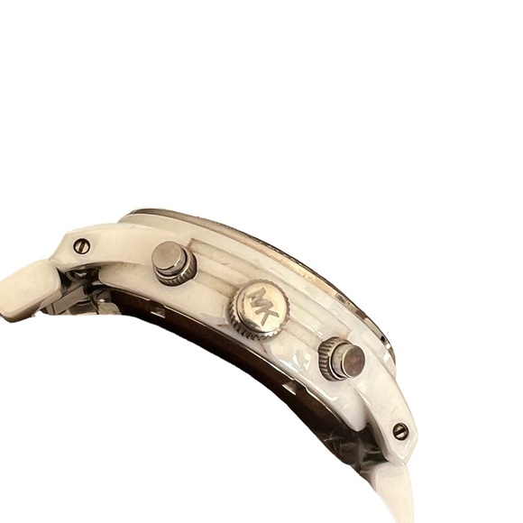 MICHAEL KORS ceramic case and bracelet, rhinestone Bezold face, watch White - Picture 5 of 8